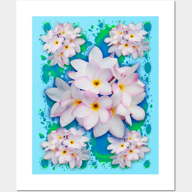 Plumeria Bouquet Exotic Summer Pattern Wall Art by BluedarkArt